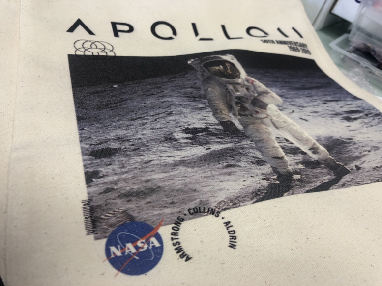 Apollo astronaut water based transfer tote bag
