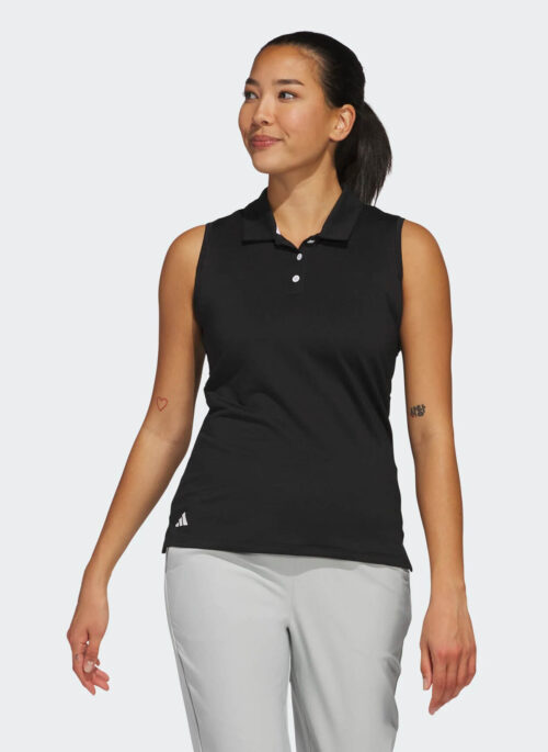Adidas Womens Solid Ottoman Sleeveless Polo