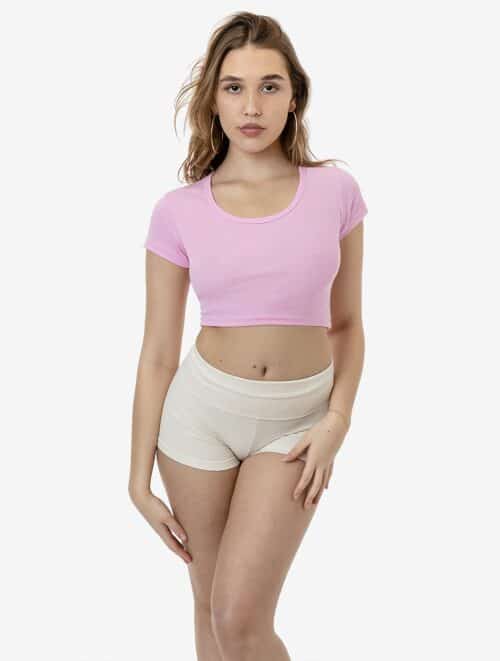 Los Angeles Apparel - Baby Rib Scoopneck Crop Top