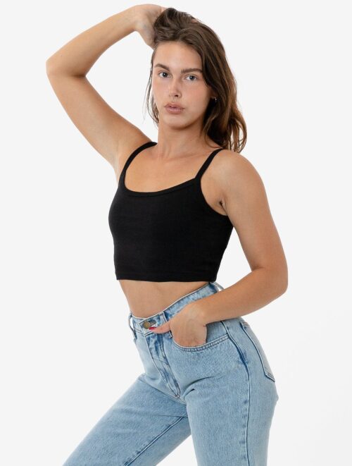 Los Angeles Apparel - Baby Rib Spaghetti Crop Tank