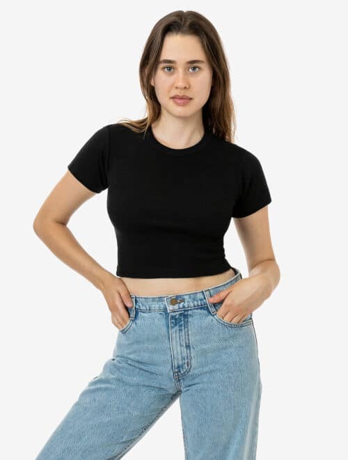 Los Angeles Apparel - Baby Rib Short Sleeve Crop Tee