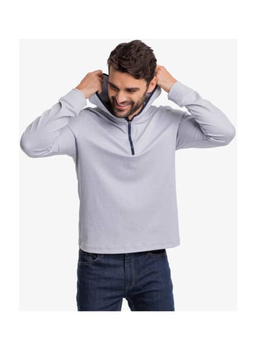 Southern Tide Mens Scuttle Heather Performance Quarter-Zip Hoodie
