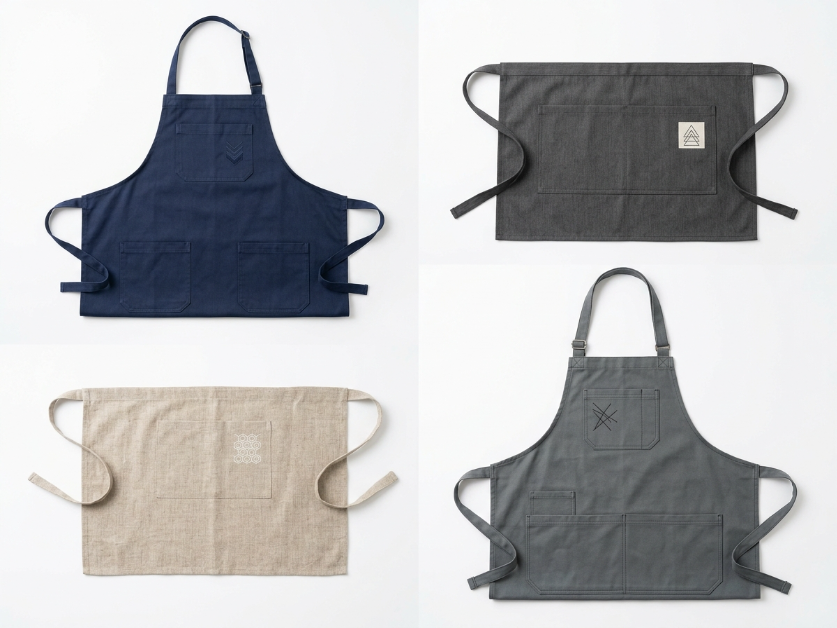 Collection of apron styles: bib, waist, bistro, butcher