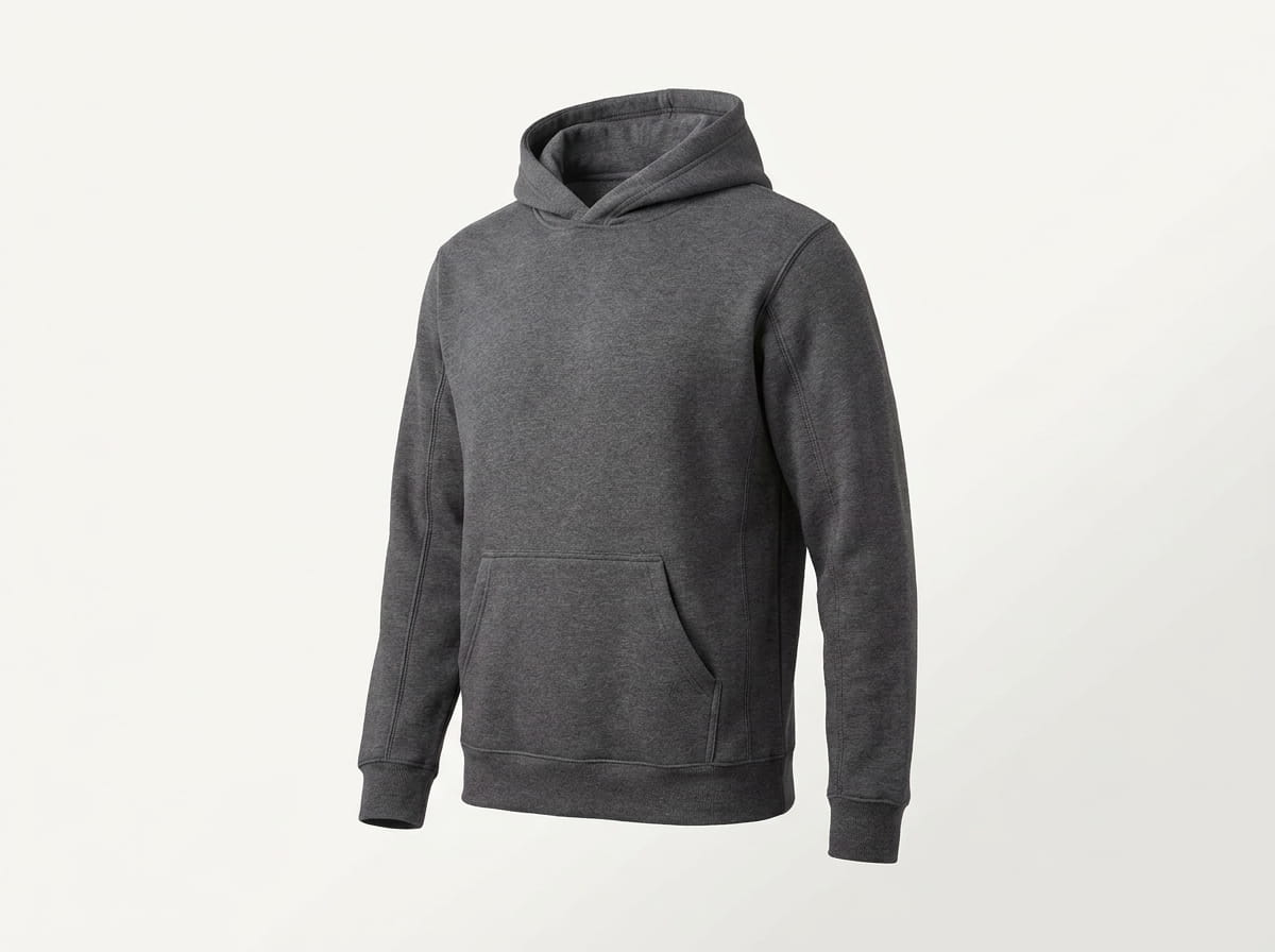 Beimar pullover hooded sweatshirt anatomy — three-quarter view