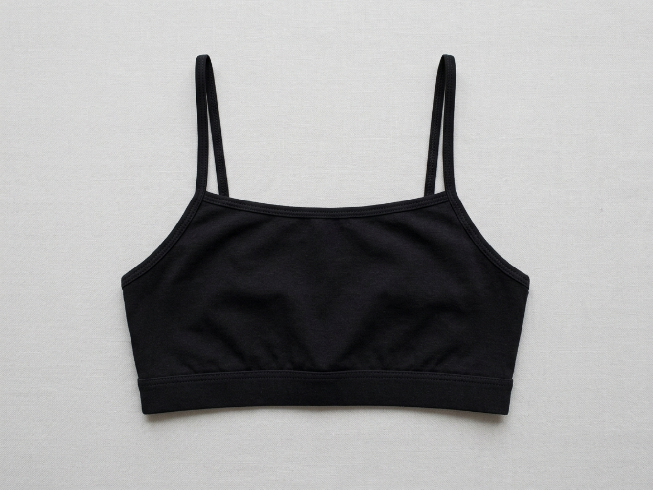 Bralette anatomy - neckline, spaghetti straps, chest, band, silhouette