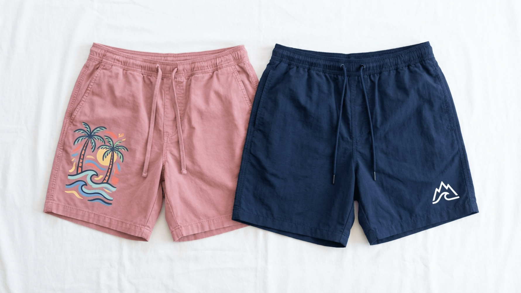 DTG printed and heat transfer casual shorts