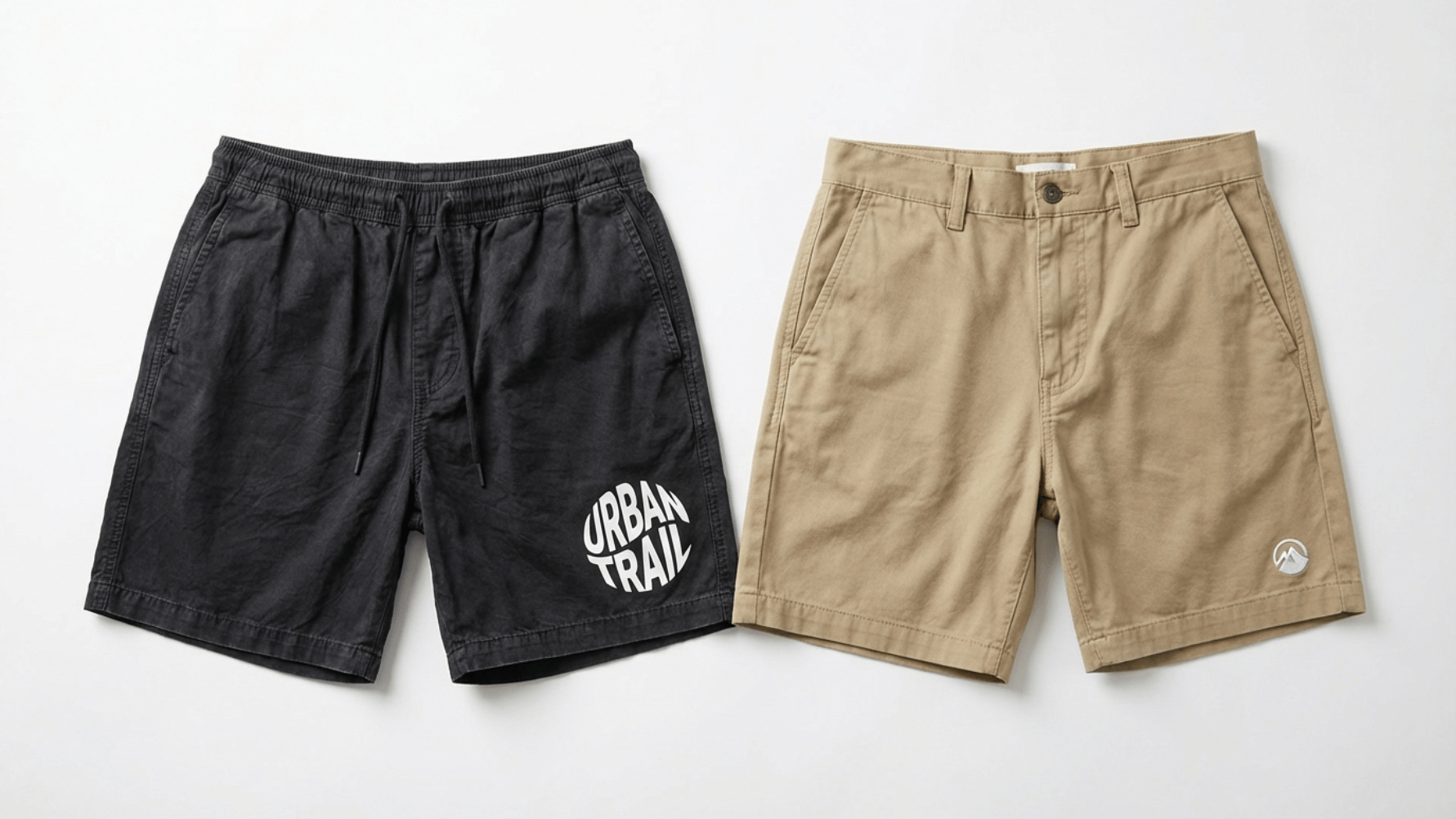 Screen-printed and embroidered casual shorts
