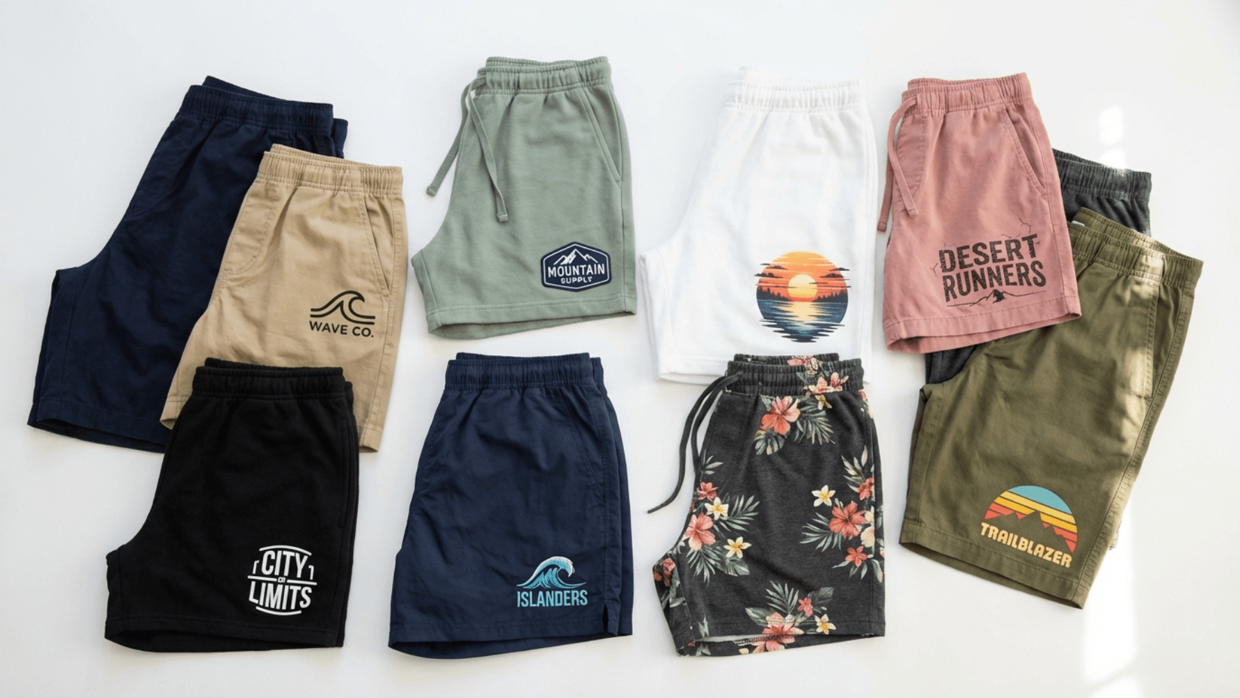 Collection of custom decorated casual shorts