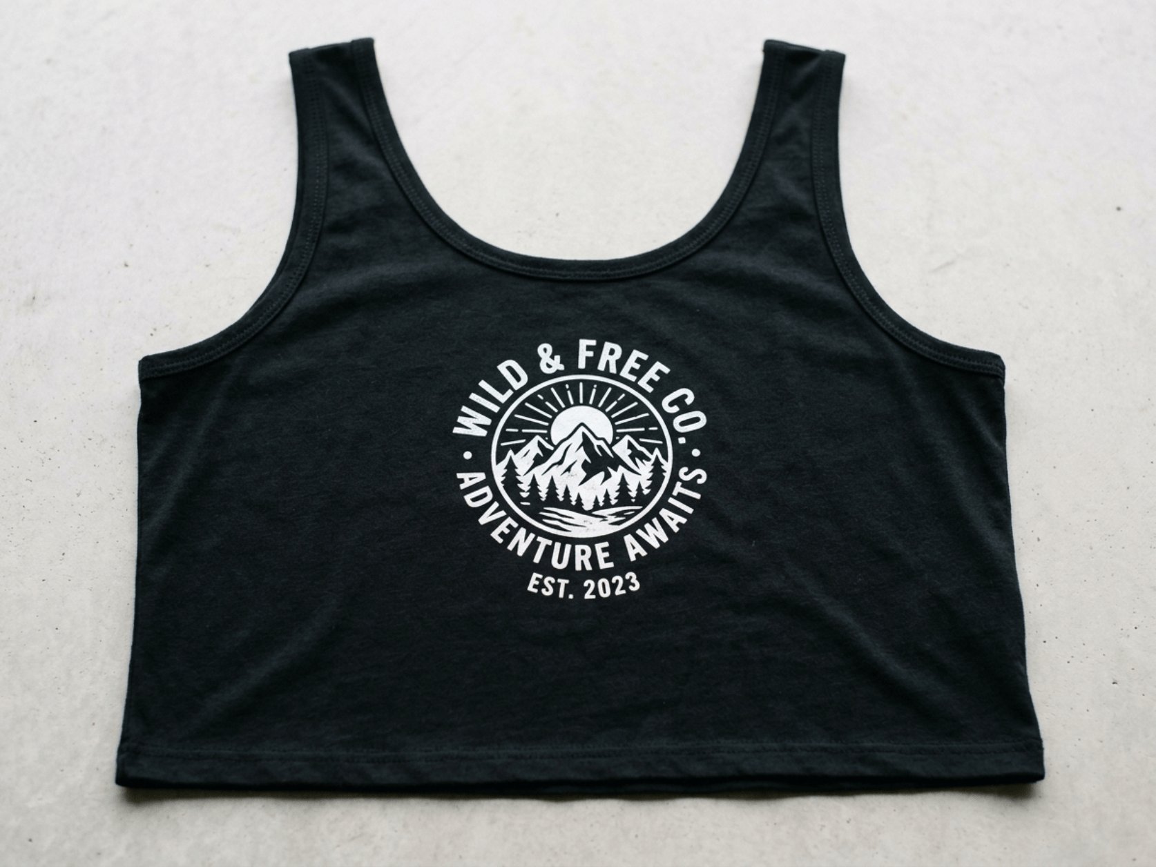 Screen-printed women's crop top showing bold ink on cotton jersey