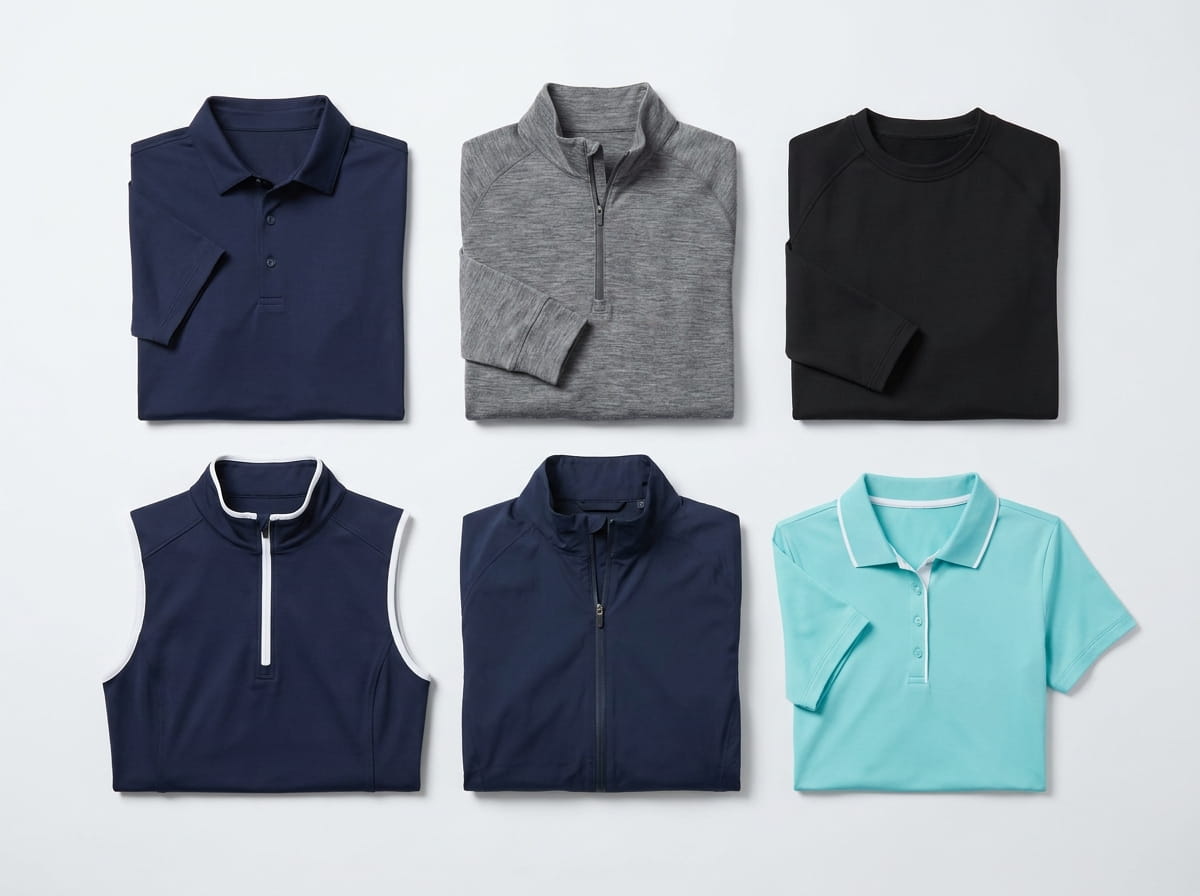 Galvin Green range — signature premium golf-apparel silhouettes flat-lay
