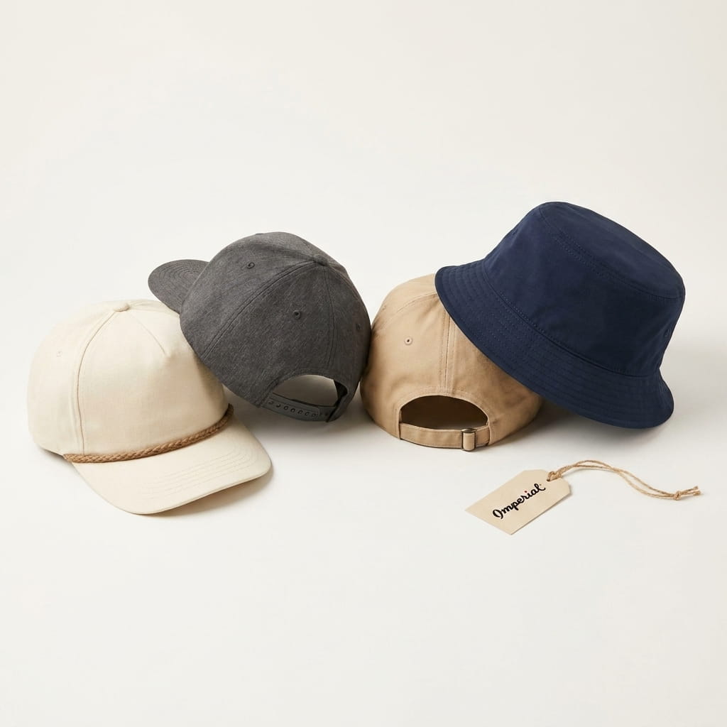 Imperial heritage headwear lineup on a clean studio background