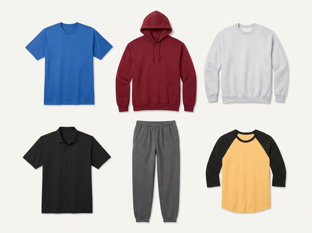 Jerzees range — signature value blank-apparel silhouettes flat-lay