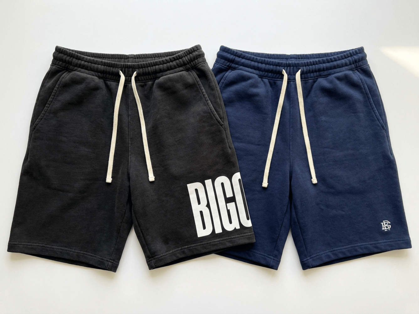 Screen-printed and embroidered jogger shorts