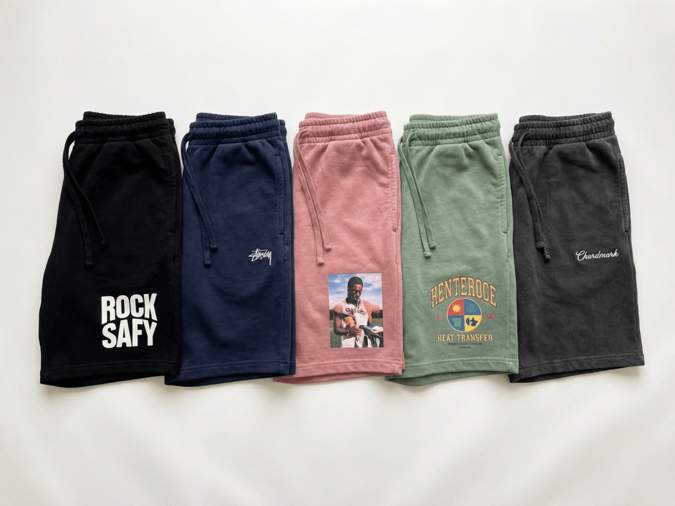 Collection of custom decorated jogger shorts