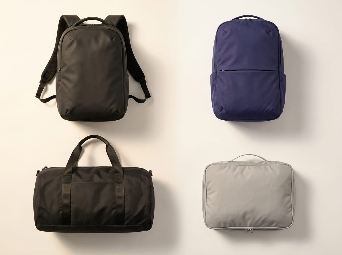 Knack range — signature premium expandable travel-bag silhouettes flat-lay