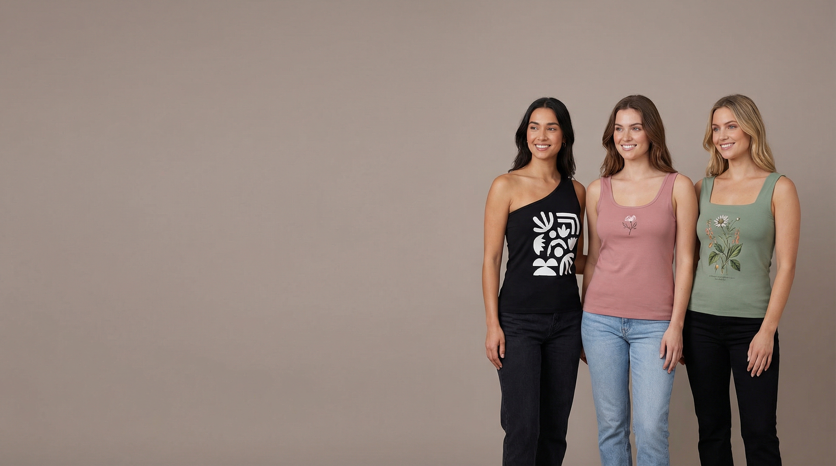 Woman wearing a custom printed specialty top