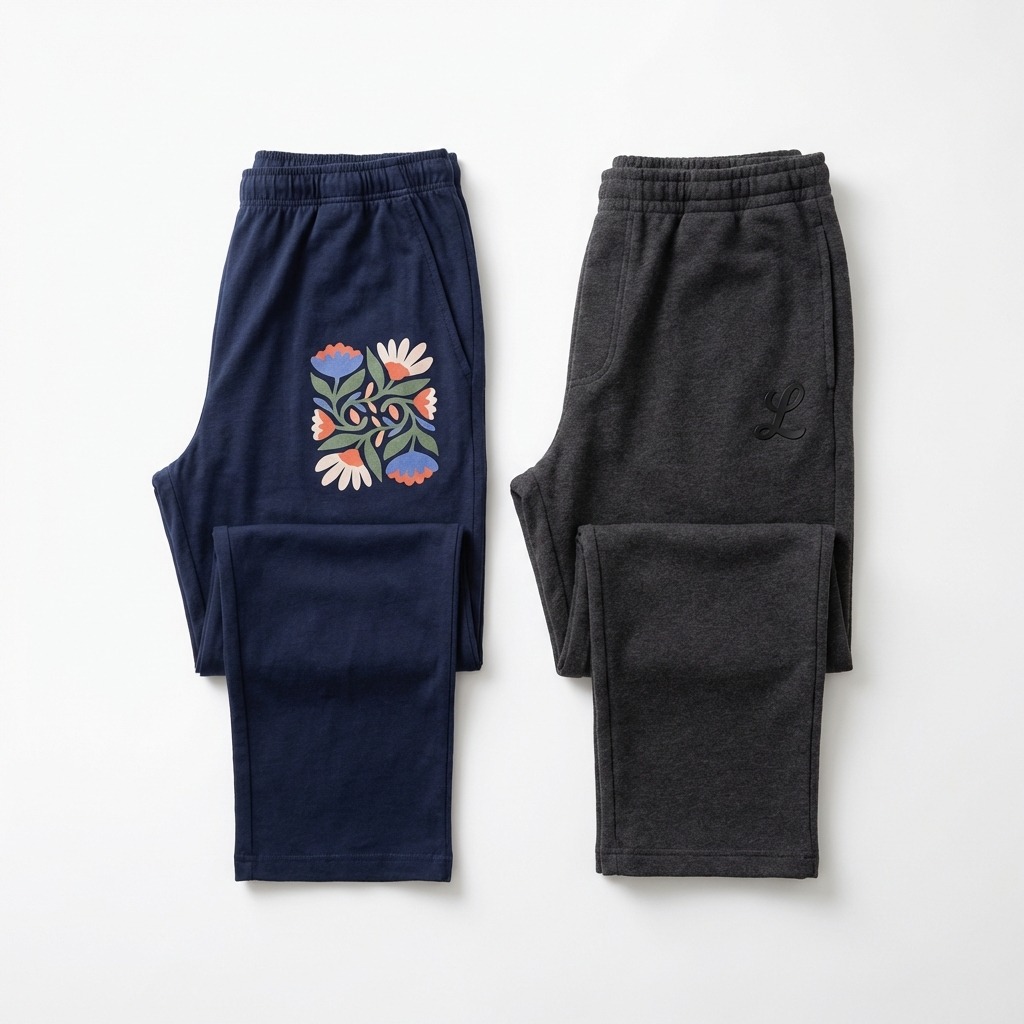 DTG printed and DTF transfer pajama pants