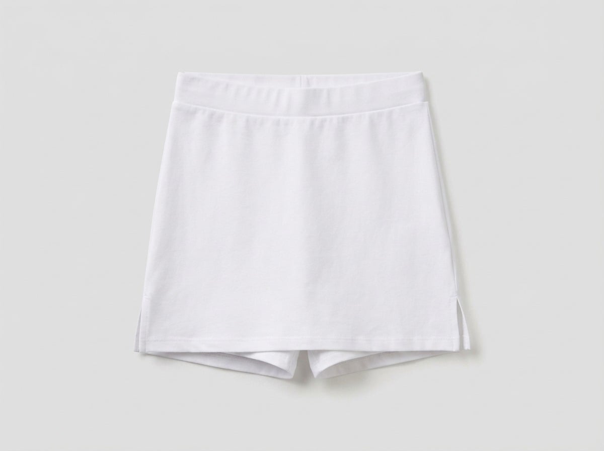 Skort anatomy - waistband, A-line skirt panel, side slit, built-in shorts, hem