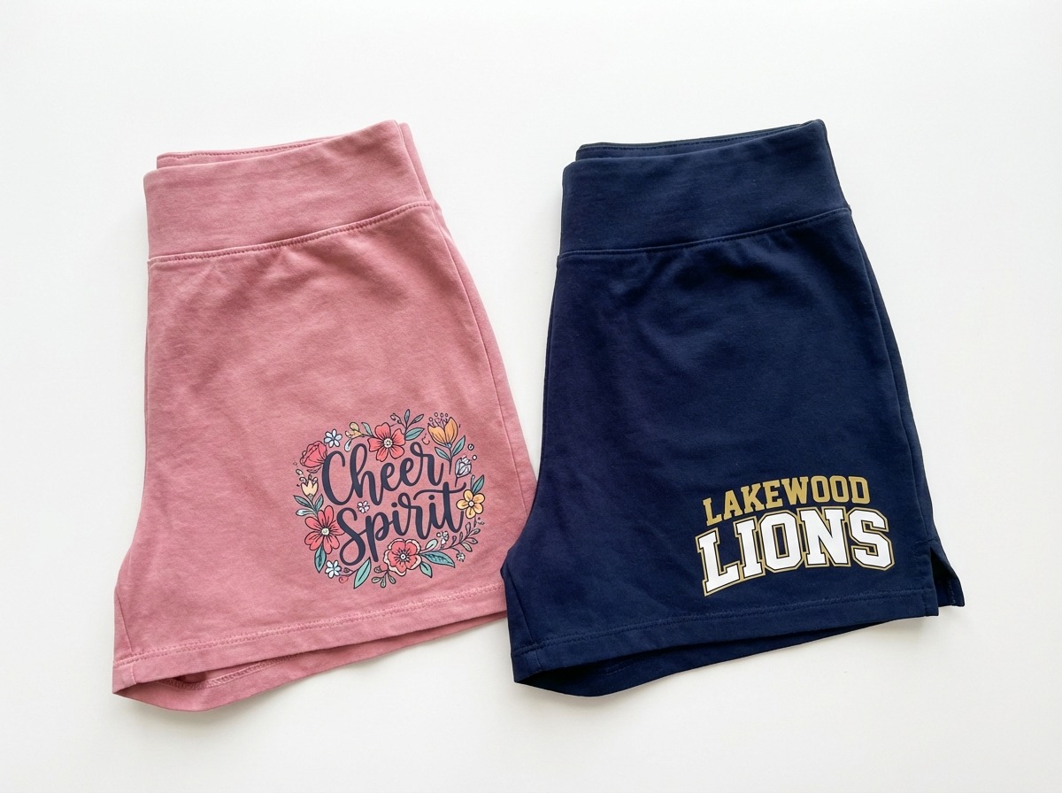 DTG printed and DTF transfer skorts