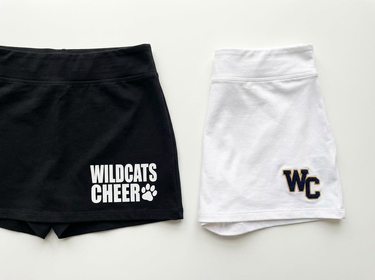 Screen-printed and embroidered skorts