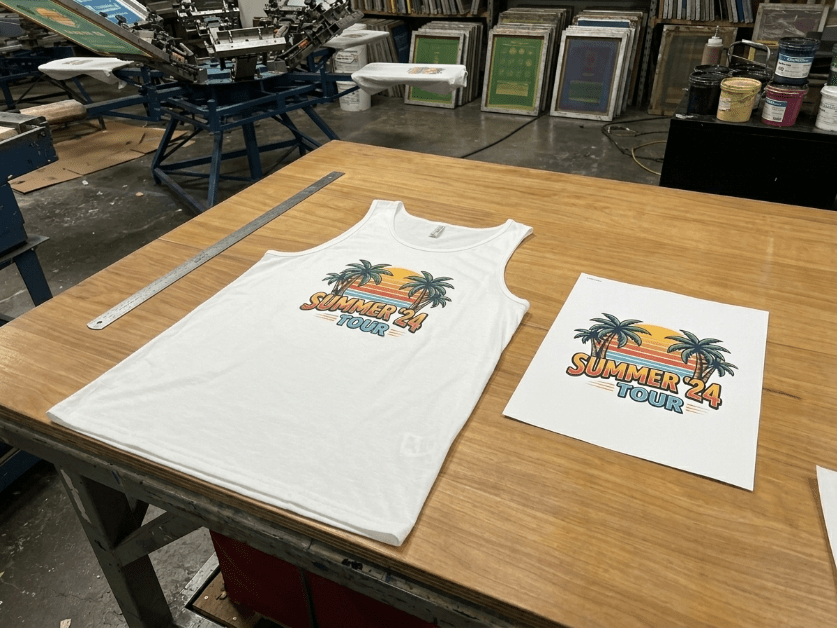 DTG printed tank top with full-color design