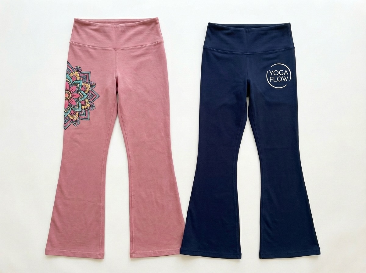 DTG printed and DTF transfer yoga pants