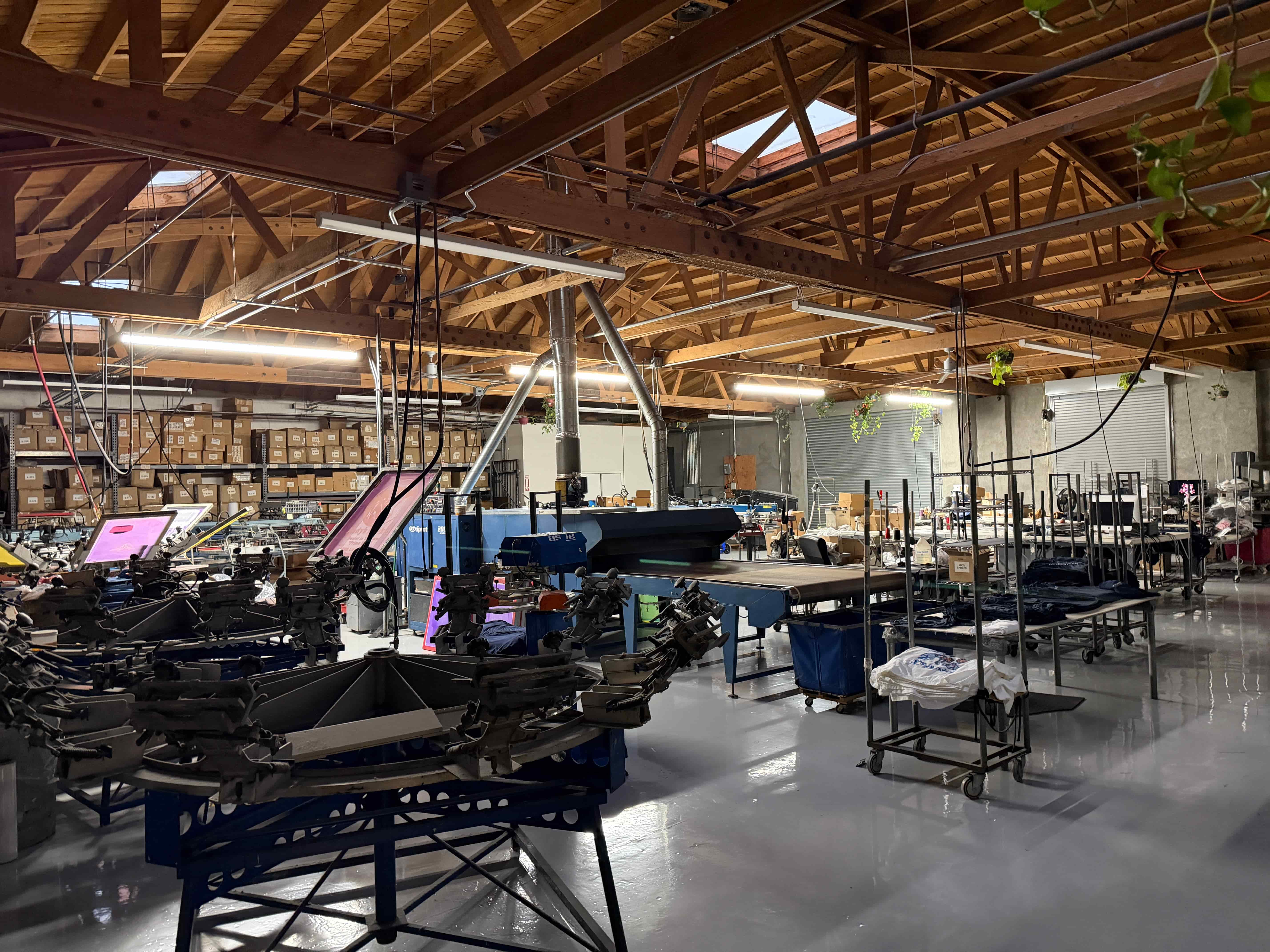 DTLA Print Vernon showroom — custom merch production house