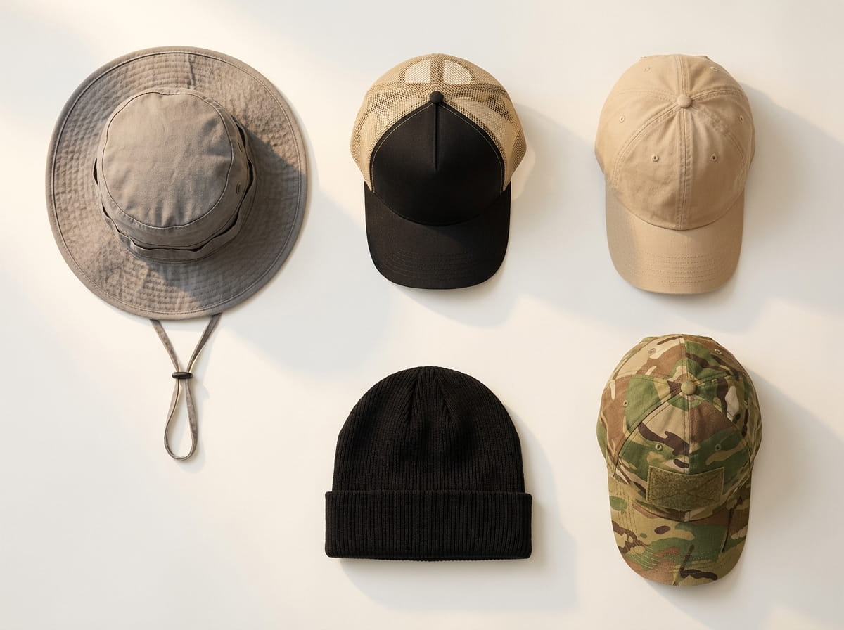 Legacy range — signature heritage-headwear silhouettes flat-lay