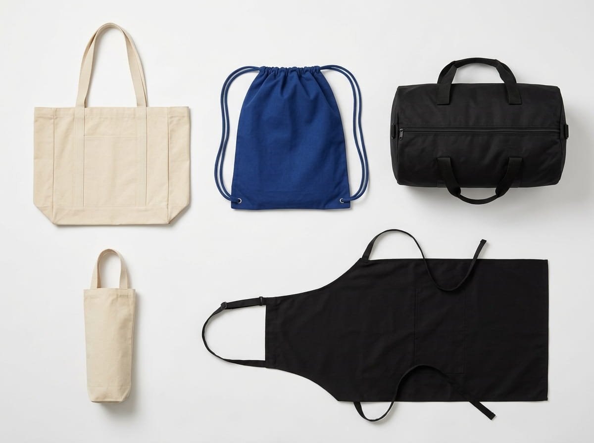 Liberty Bags range — signature promotional-bag silhouettes flat-lay