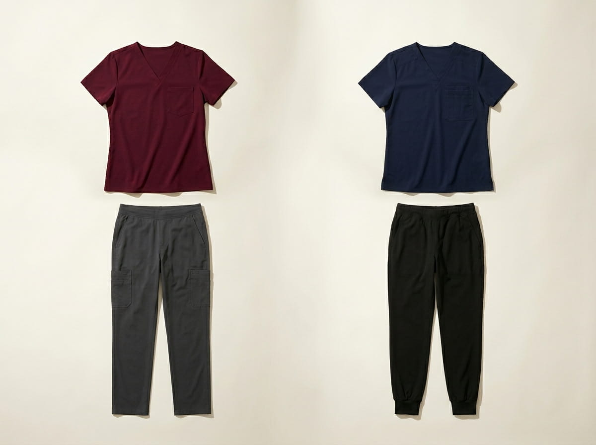 Onna range — signature medical-scrubs silhouettes flat-lay