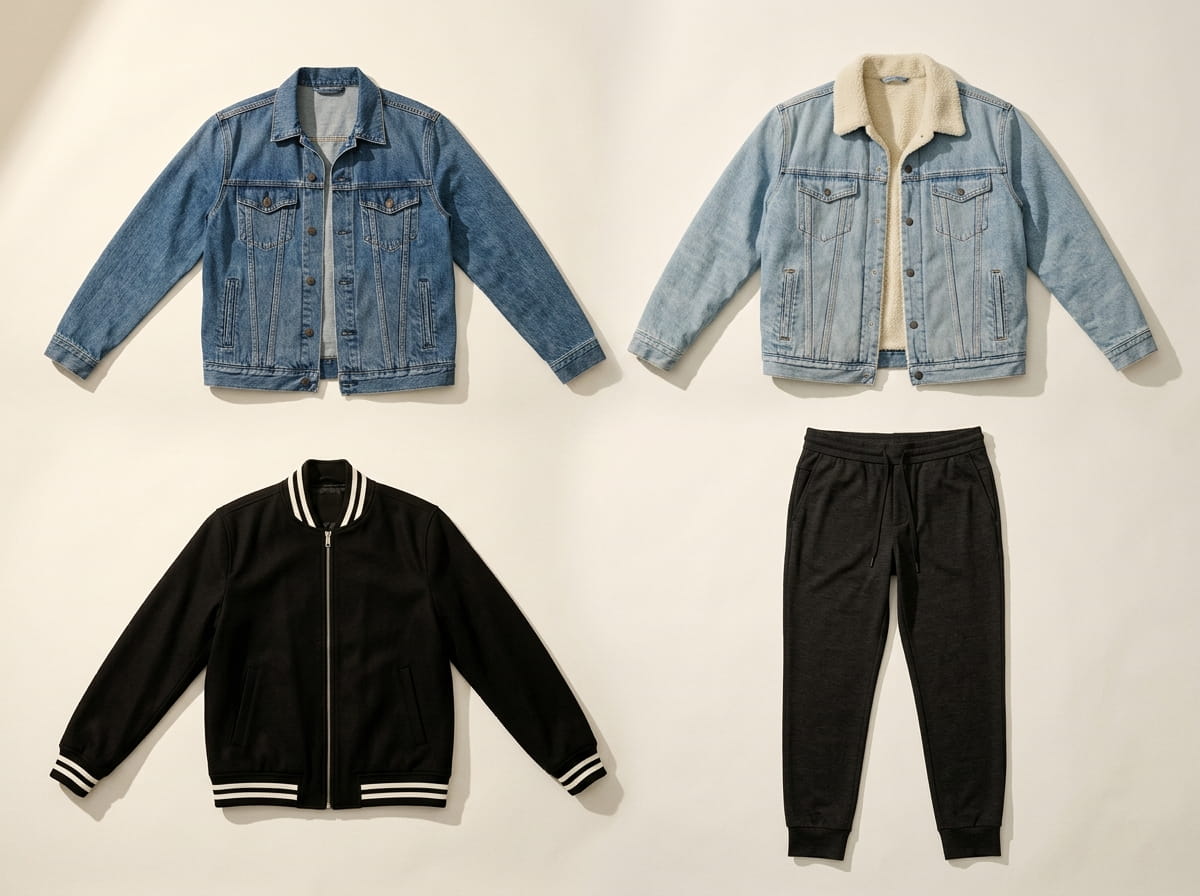 Threadfast Apparel range — signature outerwear and athleisure silhouettes 2-2 grid flat-lay
