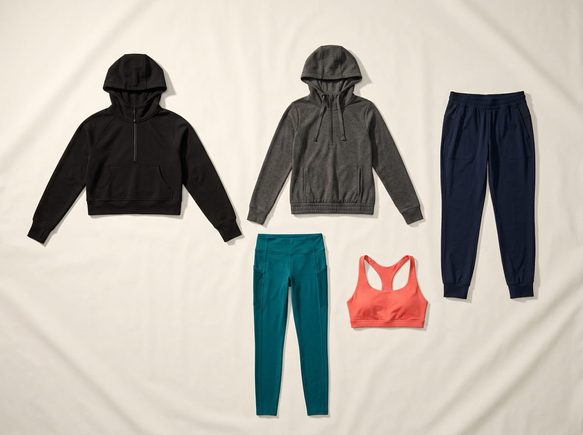 TriDri range — signature women's-activewear silhouettes 3-2 grid flat-lay