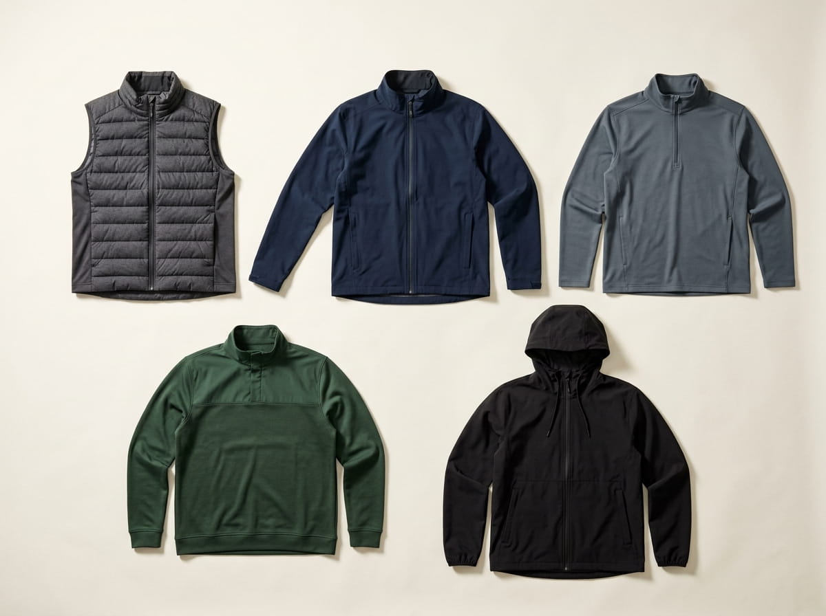 Zero Restriction range — signature outerwear silhouettes 3-2 grid flat-lay