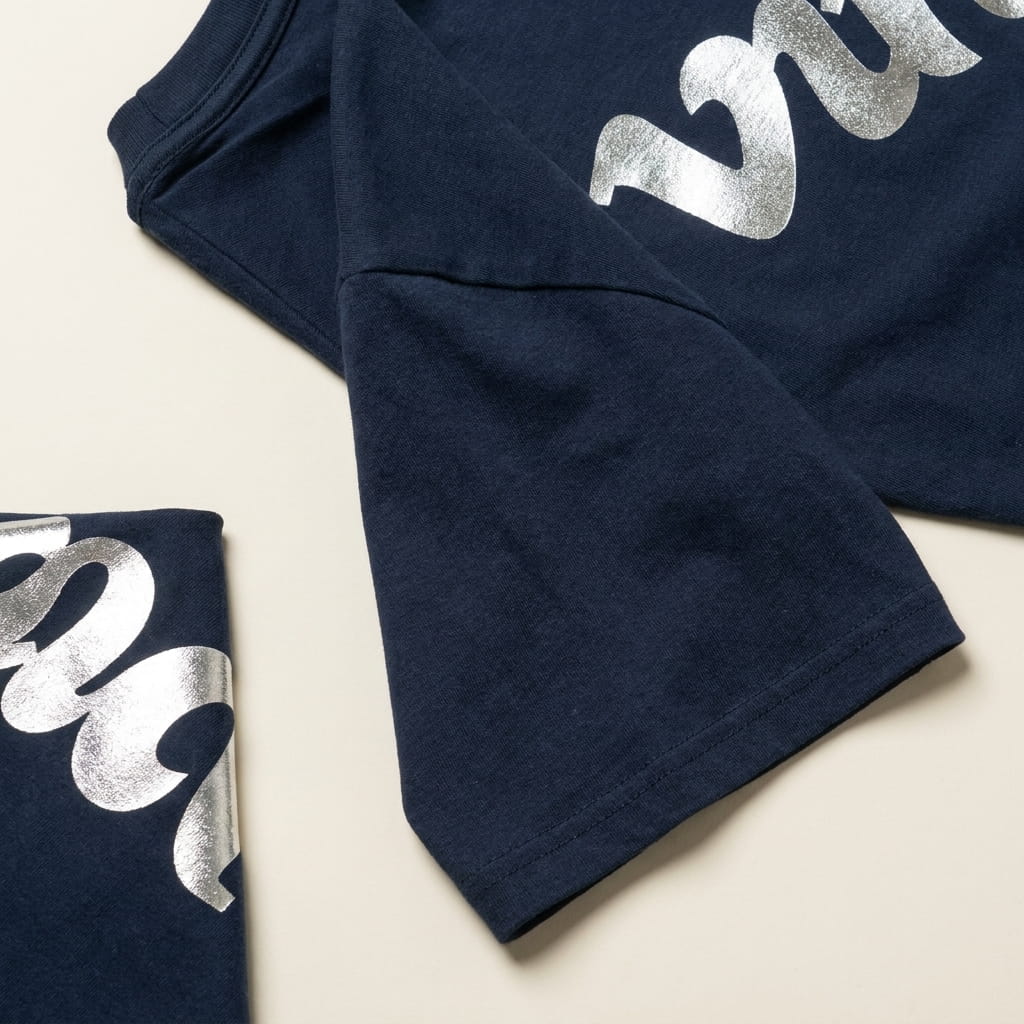 Foil print on a cotton garment