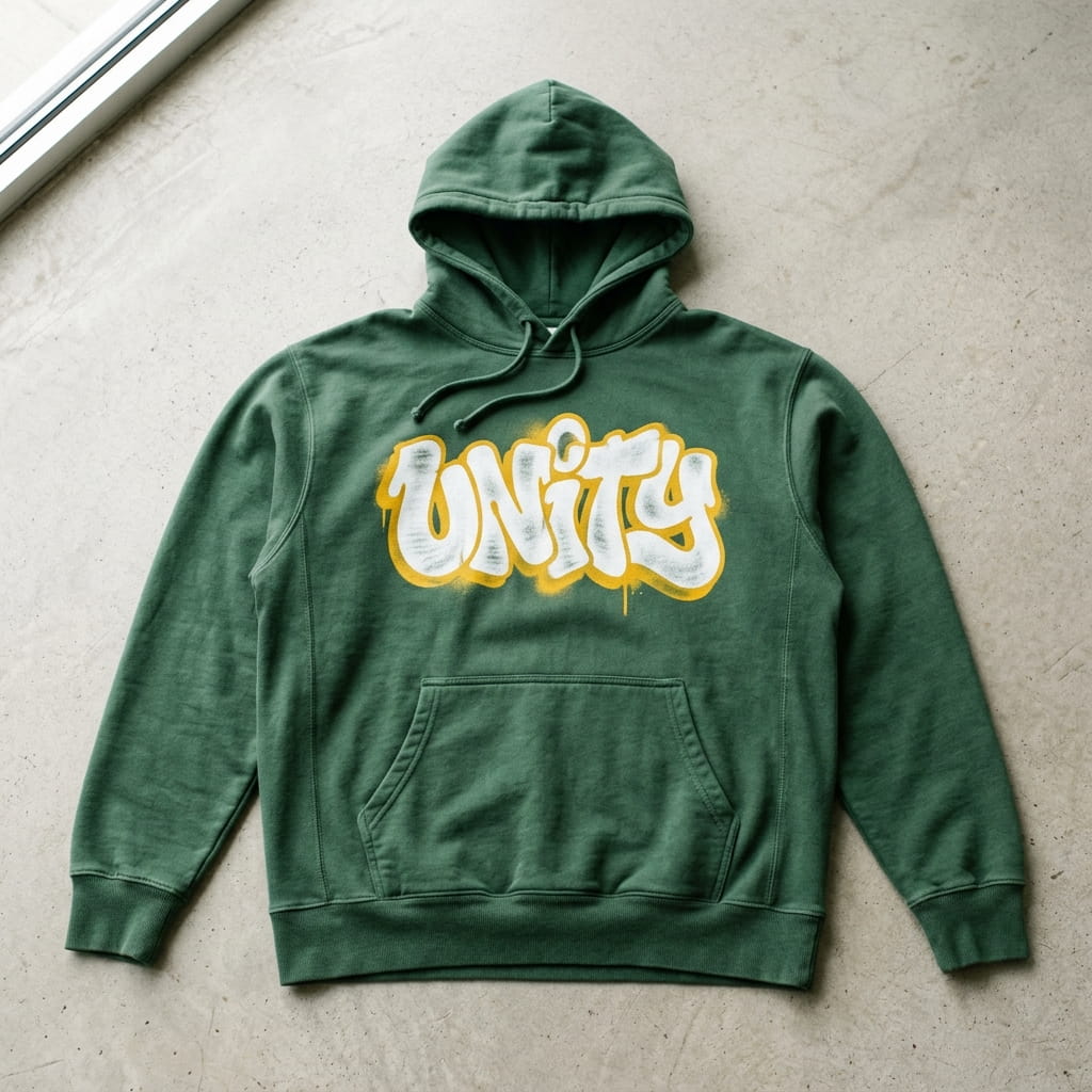 Single custom garment-dyed hoodie in a rich even brand color