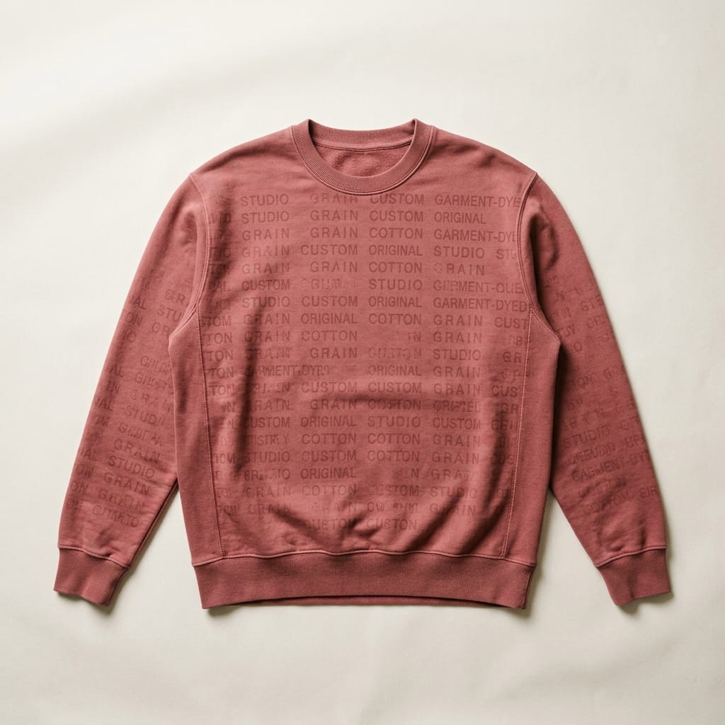 Custom garment-dyed apparel in a rich brand color