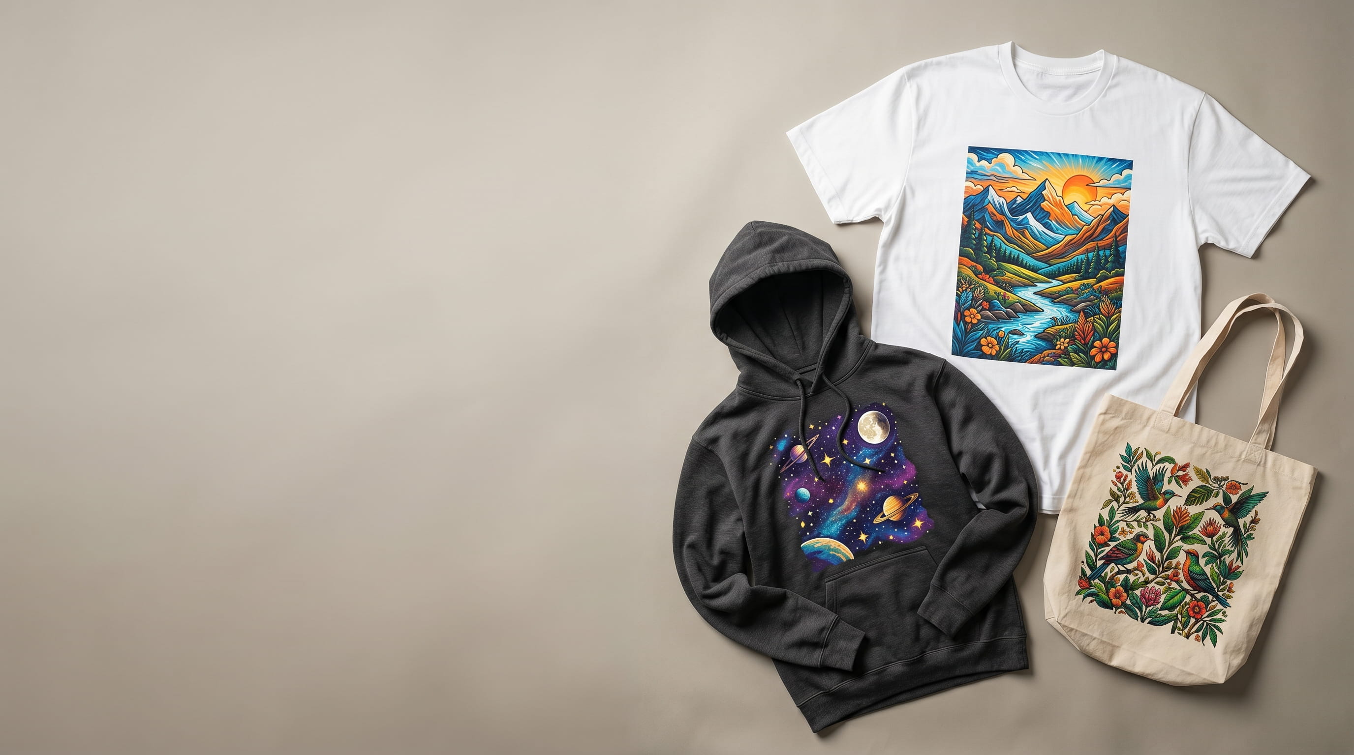 DTG direct-to-garment printer laying down a full-color print on a cotton t-shirt at DTLA Print in Los Angeles