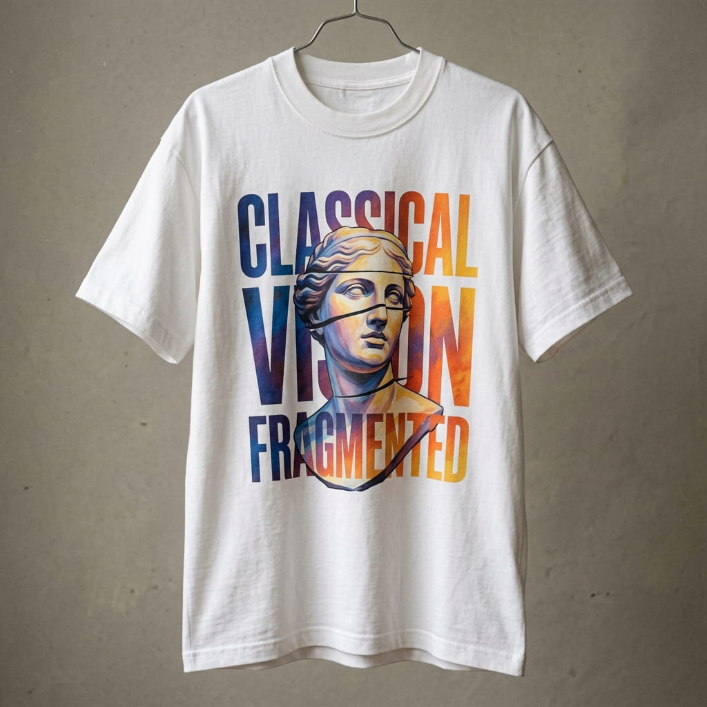 DTG-printed apparel with a full-color streetwear graphic