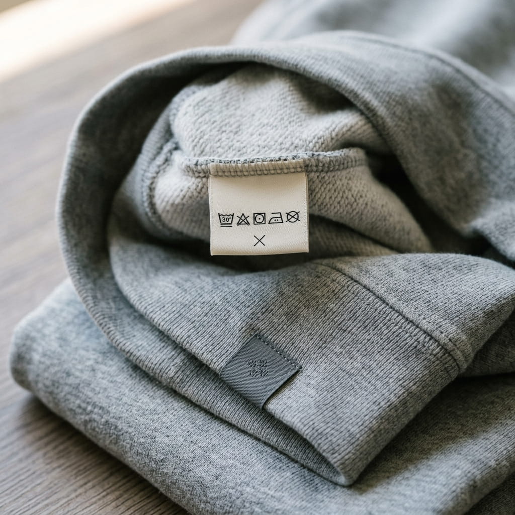 Custom inside neck label and sewn hem tag