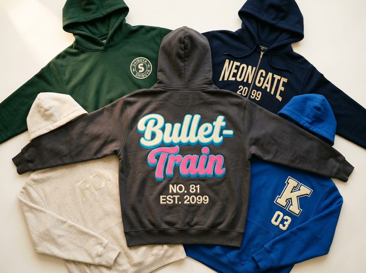 Stack of fleece hoodies in bulk for a team and event order