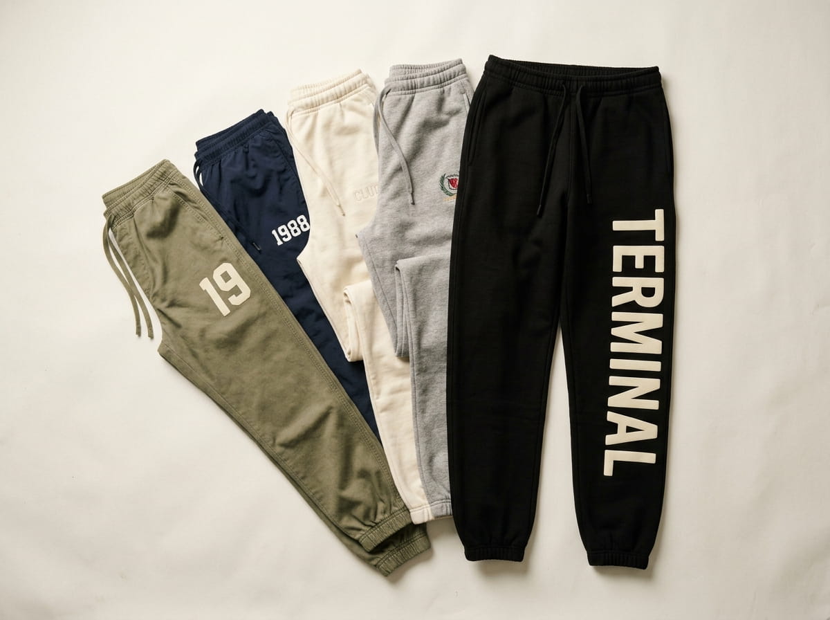 Stack of joggers in bulk for a team and streetwear order