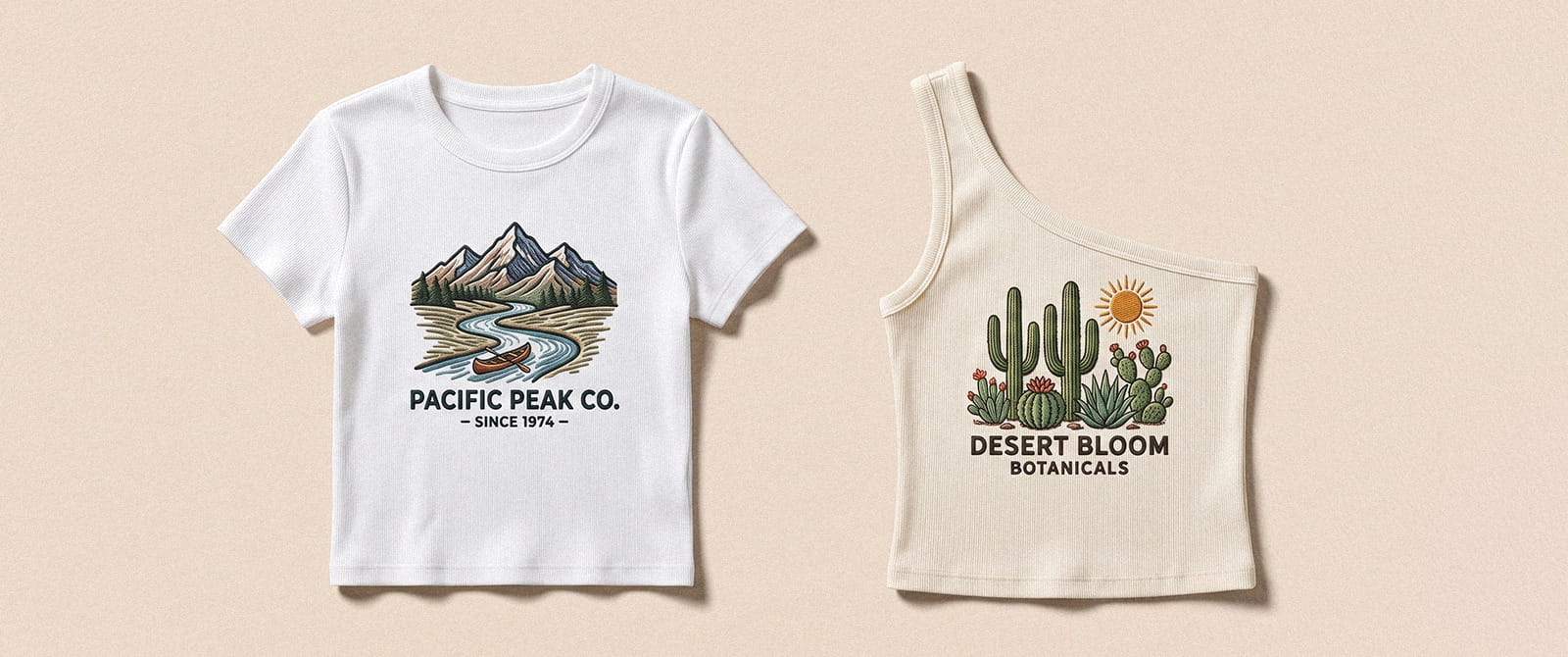 DTG printed and embroidered women's sleeveless specialty tops