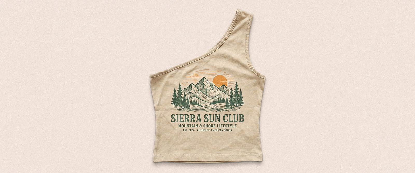 Screen-printed women's one-shoulder sleeveless top