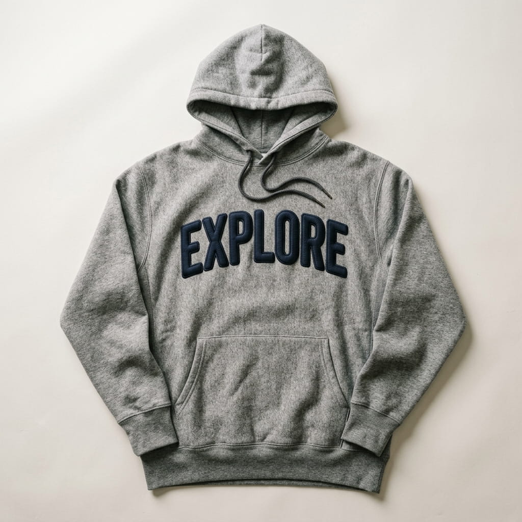 Hoodie with bold full-chest puff embroidery