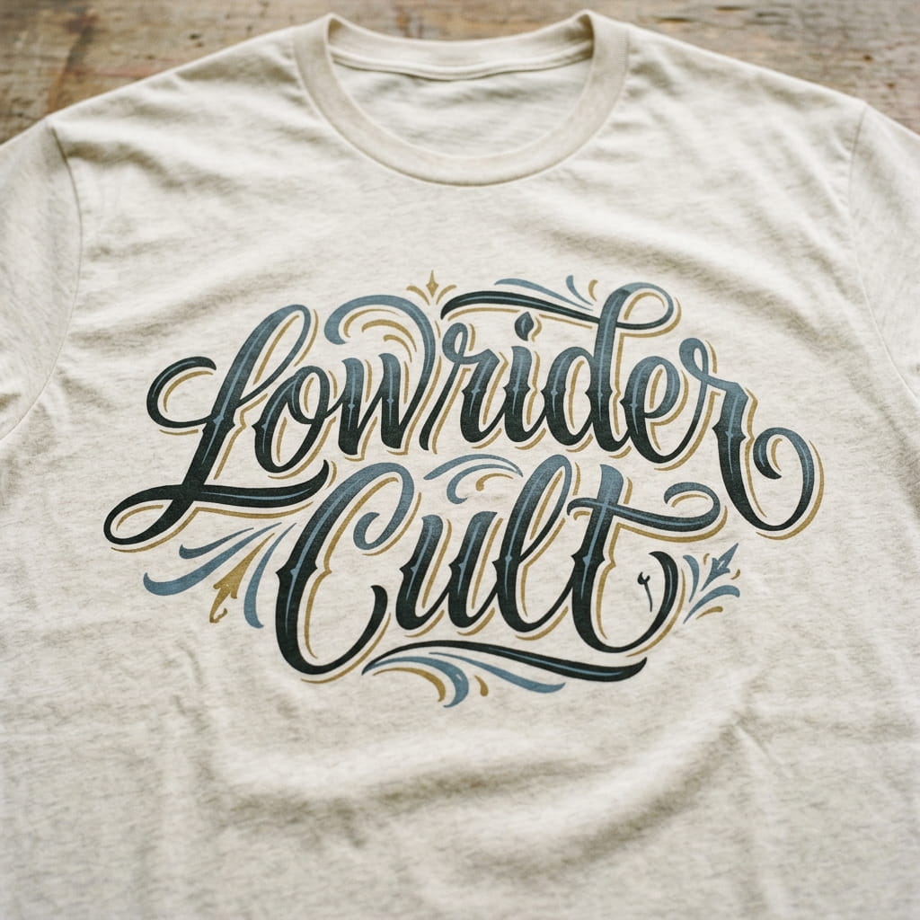 Close-up of a soft water-based print soaked into a t-shirt