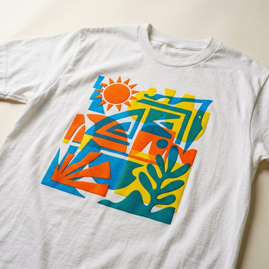 Bold vivid plastisol-printed apparel