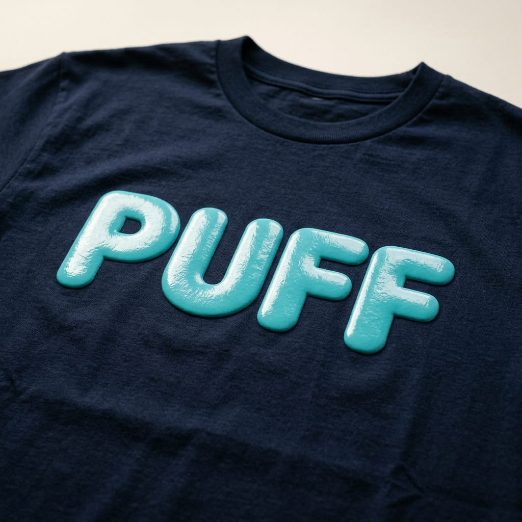 Bold raised 3D puff-printed apparel
