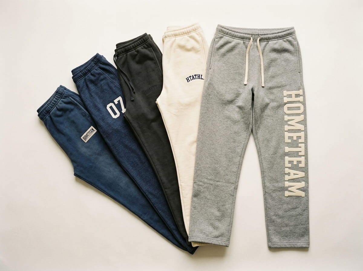 Stack of sweatpants in bulk for a team and campus order
