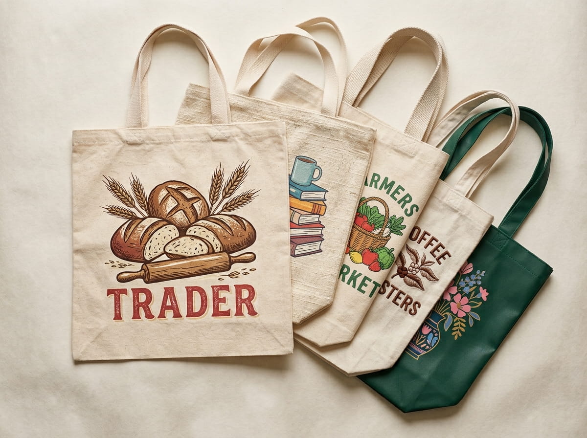 Stack of canvas totes in bulk for a retail and event order