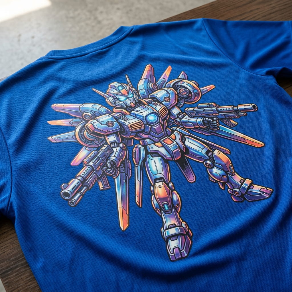 Close-up of a full-color water-based transfer print
